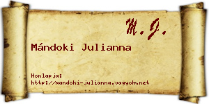 Mándoki Julianna névjegykártya